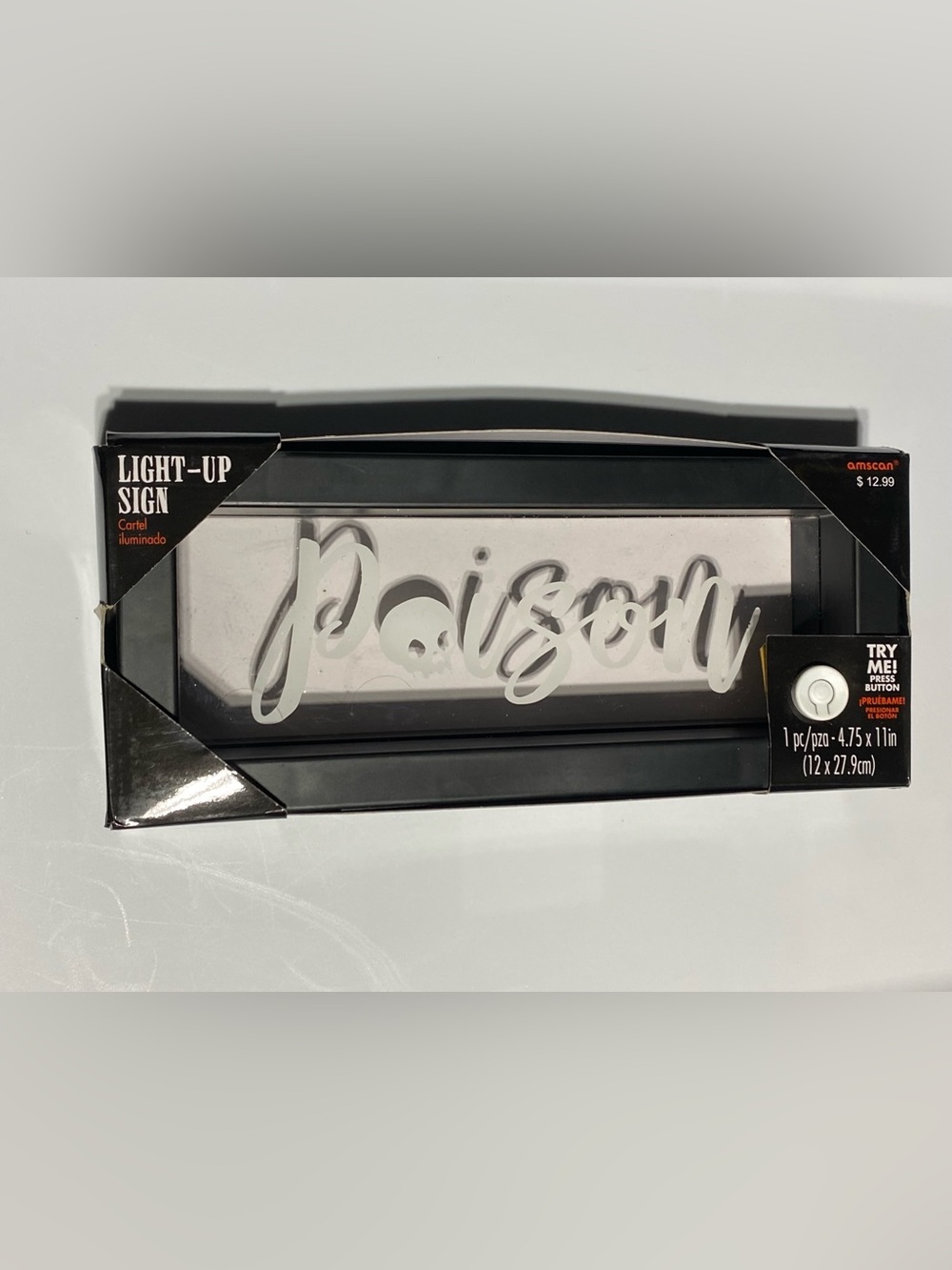 Poison Halloween Decoration Spooky Scary Party Light-Up Sign 11” X 4.75”